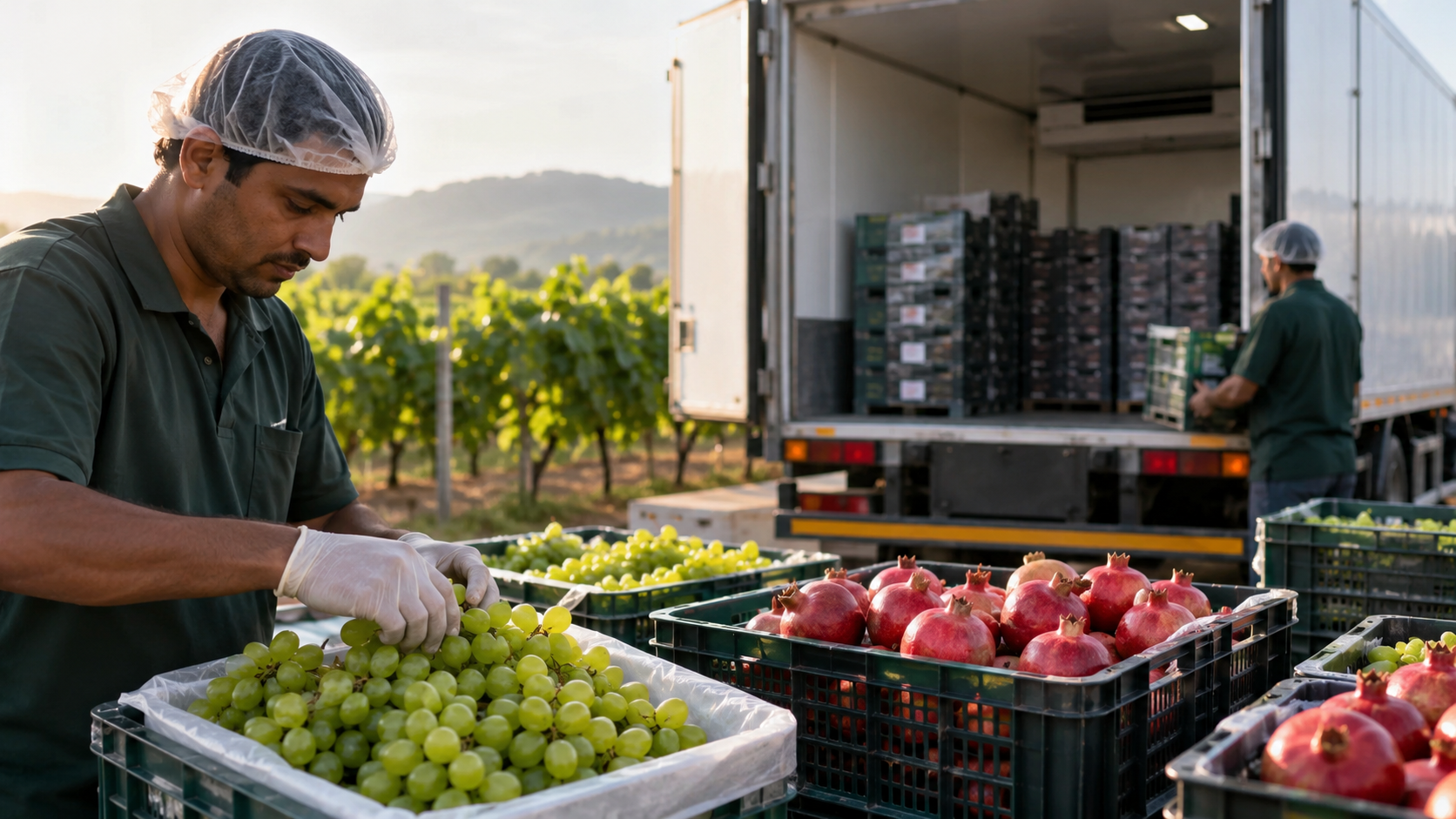 post-monsoon cold chain logistics risks for grape and pomegranate fruit transport from Indian farms to export ports